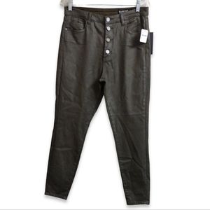 BLANKNYC Size 31 The Great Jones High Rise Coated Jeans Green Button Fly Skinny